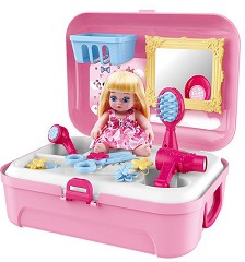 Салон за красота - Детски комплект с аксесоари в куфарче - играчка