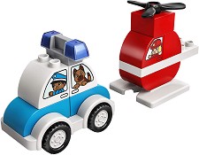 LEGO: Duplo - Пожарникарски хеликоптер и полицейска кола - Детски конструктор - играчка