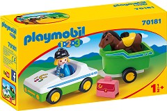 Детски конструктор - Playmobil Кола с ремарке - От серията "1.2.3" - играчка