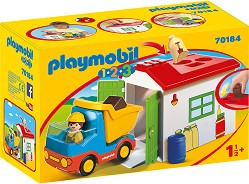 Детски конструктор - Playmobil Самосвал със сортер-гараж - От серията Playmobil: 1.2.3 - играчка