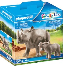 Фигурки на носорог с бебе Playmobil - От серията Family Fun - фигури