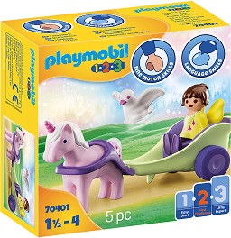 Фигурки на фея с карета и еднорог Playmobil - От серията 1.2.3 - играчка