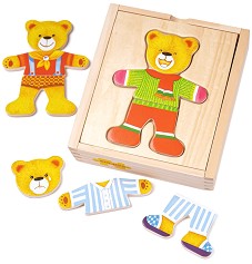 Облечи Мечо - Детски дървен комплект за игра - играчка