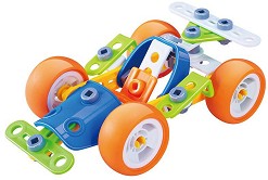 Детски конструктор - Състезателен автомобил - Комплект от 60 елемента от серията "Build and Play" - играчка