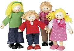 Дървени куклички - Щастливо семейство - Дървен комплект от 4 броя - играчка