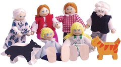 Дървени куклички - Щастливо семейство - Комплект от 6 броя - играчка