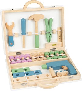 Дървено куфарче с инструменти - Детски комплект за игра от серията "Role Play" - играчка