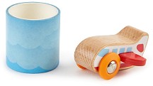 Пистова лента - Комплект с дървено самолетче за игра  - играчка