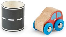 Пистова лента - Комплект с дървена количка за игра  - количка