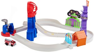 Писта с изстрелвачки - Спаси града - Детски комплект за игра с аксесоари от серията "Пес патрул" - играчка