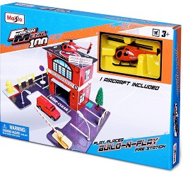 Пожарникарска станция - Комплект за игра с хеликоптерче и аксесоари - играчка