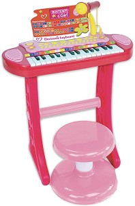 Електронен синтезатор с 31 клавиша и стойка - В комплект със столче - играчка