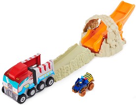 Динозавърска писта - Спасителна акция - Детски комплект за игра с метална количка от серията "Пес патрул" - играчка