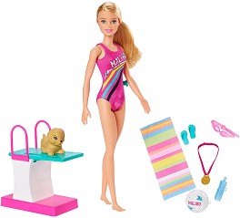 Барби плувкиня - Кукла с аксесоари от серията "Barbie" - кукла