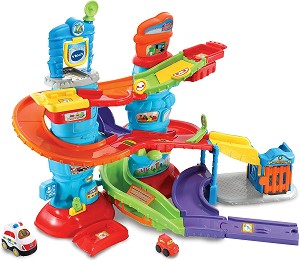 Музикална писта - Полицейска станция - Детски комплект за игра с 2 колички от серията "Tooth-Tooth" - играчка
