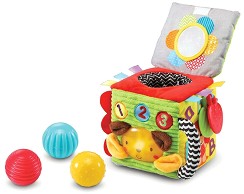 Дидактически куб - Малки приятели - Музикална образователна играчка в комплект с 3 топки - играчка