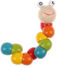 Цветно червейче - Бебешка дървена играчка - играчка