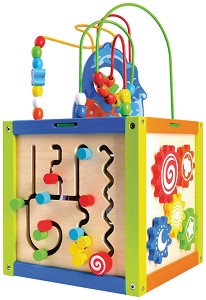 Дидактически куб - Дървена образователна играчка - играчка