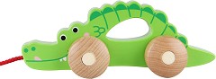 Крокодил - Детска дървена играчка за дърпане - играчка