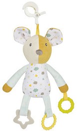 Мека дрънкалка с дъвкалки - Мишле - Бебешка играчка за детска количка или легло от серията "Mouse" - играчка