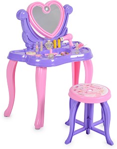 Детска тоалетка със светлинни ефекти - Pilsan Сърце - В комплект със столче и аксесоари - играчка