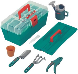 Градинско куфарче Klein - С гребло, лопатка и аксесоари от серията Bosch-mini - играчка