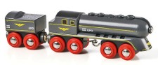 Детски влак с парен локомотив - Speedy bullet train - Дървена играчка - играчка