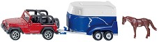 Метална количка с ремакрке Siku Jeep Wrangler - В комплект с фигурка от серията Super: Camping & Leisure - играчка
