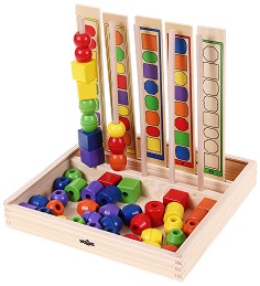 Нанижи мънистата - Дървена играчка за развитие на логиката - играчка